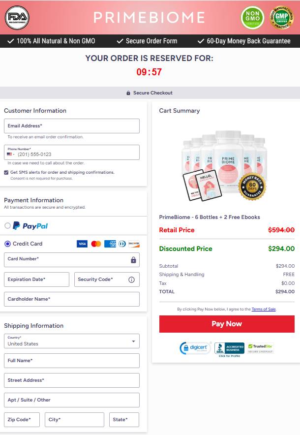 PrimeBiome - Secure checkout
